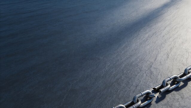 Broken Metal Chain on Dark Textured Surface