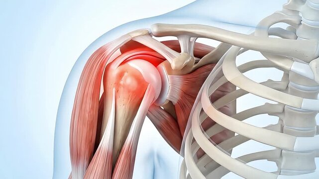 Human Shoulder Anatomy with Muscles and Skeleton 3D Medical Animation