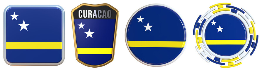 Obraz premium Curacao Flag Emblem 3d Design Set Pack nice for independence day decoration