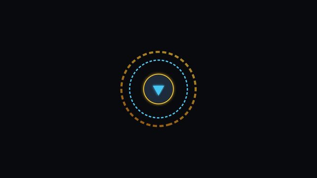 Futuristic hud interface with rotating circular scan and central triangle animation 4k motion digital