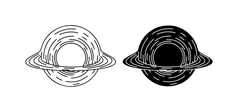 Black Hole Vector Icons, Cosmic Space Phenomenon, Gravitational Pull, Abstract Universe Art