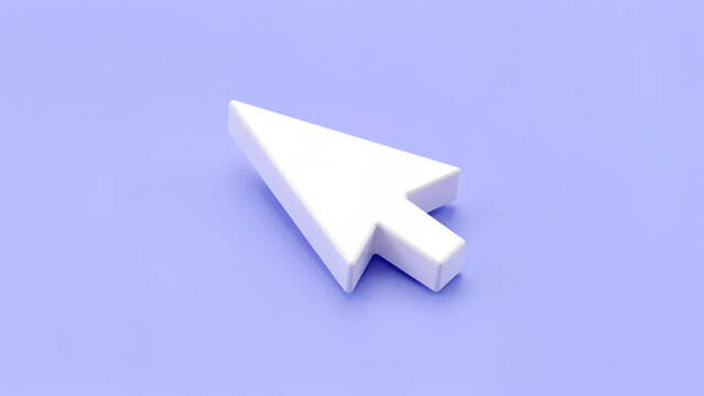 Minimalist white computer mouse pointer cursor on a soft purple background
