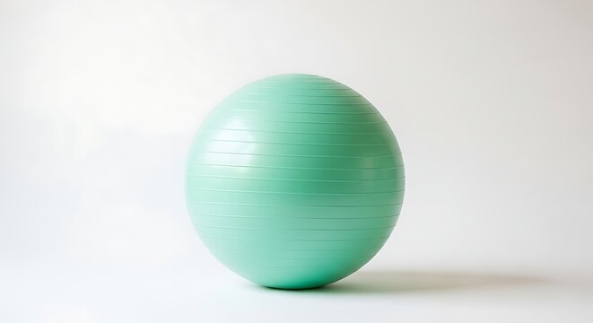 Mint green inflatable exercise ball centered against a clean minimalist white studio background