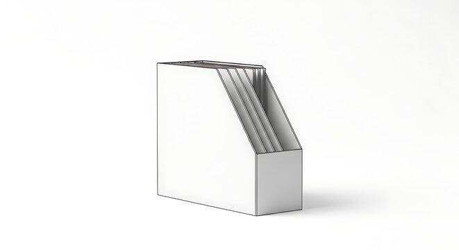 Minimalist white office file organizer with dividers isolated on background