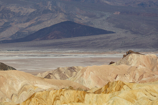 Death Valley desert badlands and salt flats panorama view