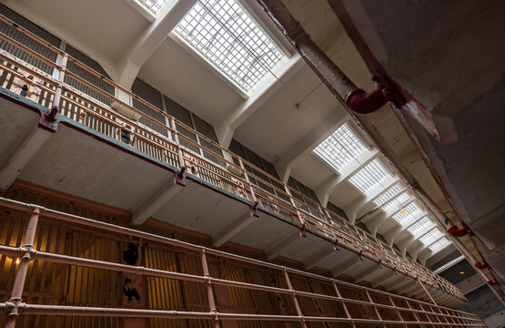Interior cellblock at Alcatraz Island prison, San Francisco