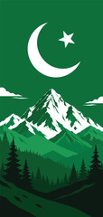 Fototapeta premium Pakistan Flag Above Mountain Landscape Symbolizing National Pride Independence Patriotism and Natural Beauty