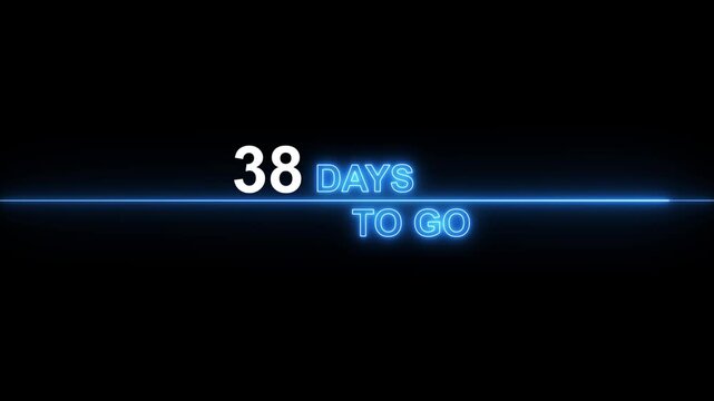 38 days to go neon countdown timer motion for event promotion and deadline alerts glowing