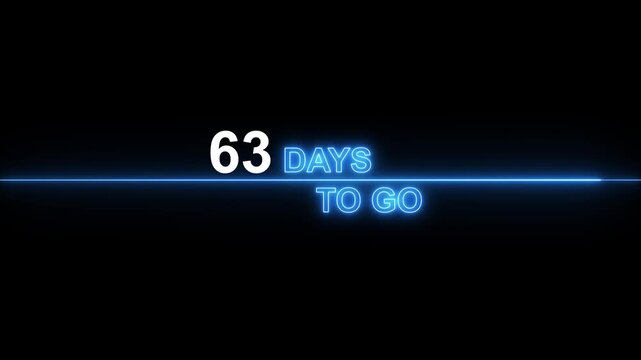 63 days to go neon countdown timer motion for event deadlines and project launches glowing