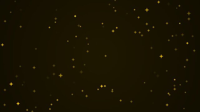 Golden glowing stars floating in dark background