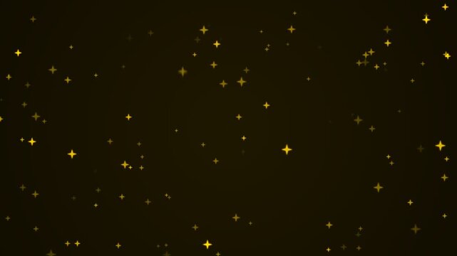 Gold glowing stars floating on dark background