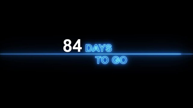84 days to go neon countdown timer motion for event planning and deadline marketing glowing