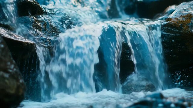 A mystical waterfall with a hidden figure