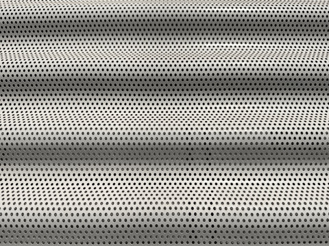 Abstract monochrome perforated metal texture with wavy pattern