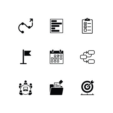 Project Management Planning Workflow Planning and Strategy Icons Set