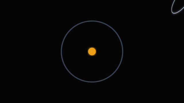 Minimalist atom model animation with rotating electron orbits for science and technology education 4k