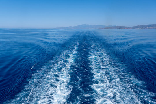 Ferry wake in the Aegean Sea, Cyclades, Greece