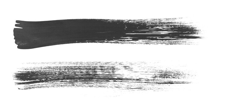 Black watercolor hand painted brush strokes  isolated on white background, grunge paper texture, with clipping path 