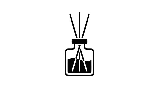 Vector illustration of aroma diffuser icon with reed sticks in a glass bottle on a transparent background