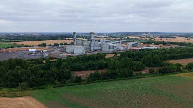 Aerial View of Staythorpe Power Station CCGT Facility Near Newark