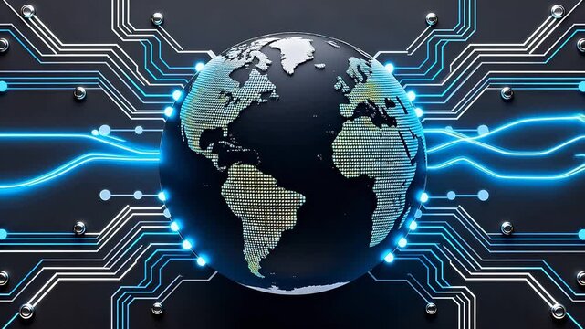 Globe with circuit board design