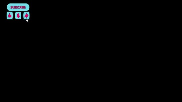 Animated Subscribe Button top left position transparent background, simply overlays onto your project without extra editing steps.