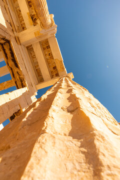 Perspective of ancient column in Athens, Greece