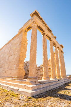 Ancient Greek architecture with blue sky background