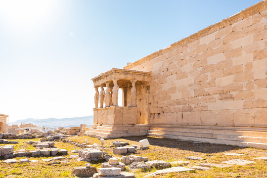 Ancient Greek architecture in Athens' historic Acropolis