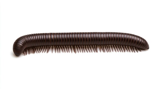 Giant African Millipede (Archispirostreptus gigas) isolated on a plain white background