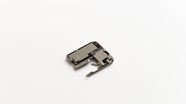 Precision Engineered Metallic Electronic Component Isolated on White Background