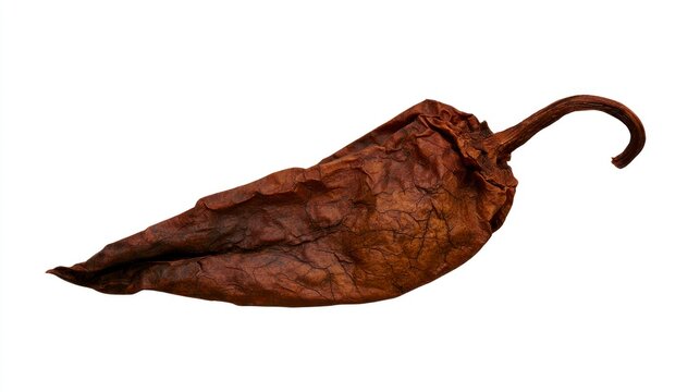 Single Dried Chipotle Chili Pepper Isolated on White Background