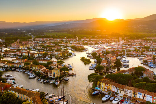 View Of Colorful Houses And Boats In Port Grimaud During Summer Day-Port Grimaud, France