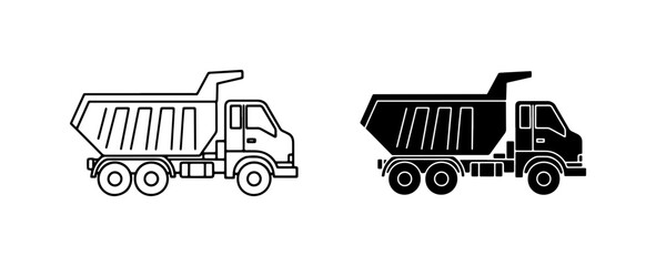 Dump Truck Icons, Construction Vehicle Vector Art, Heavy Duty Transport Graphics © Mdikram