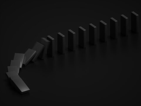 Falling domino blocks illustrating chain reaction consequences