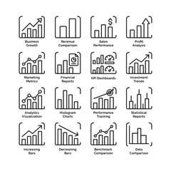 Naklejka premium Collection of business graphs and charts for data analysis and statistics