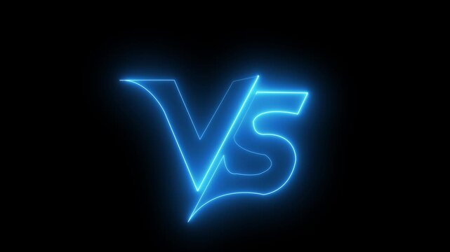 Neon Vs logo icon animation. Vs versus neon  versus neon battle battle animation on black background. 4k video.