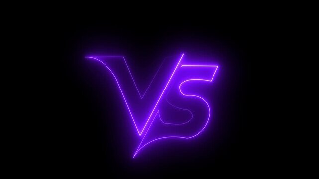 Neon Vs logo icon animation. Vs versus neon  versus neon battle battle animation on black background. 4k video.
