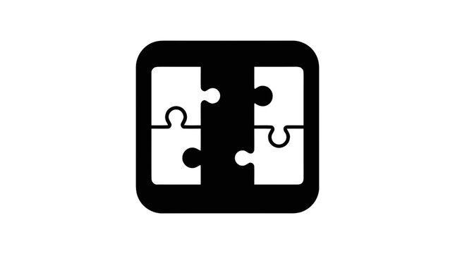 Vector illustration of puzzle pieces icon jigsaw, solution, integration, teamwork symbol on a transparent background