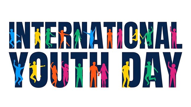 International Youth Day Celebration with Diverse Young People Silhouettes.