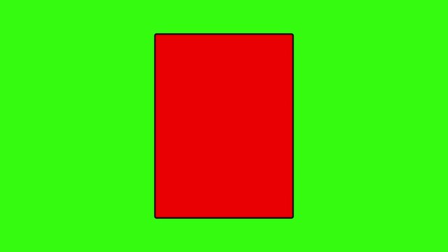 Animated solid red card, rectangle shape isolated on a green screen background. Perfect for text boxes, lower thirds, or placeholders