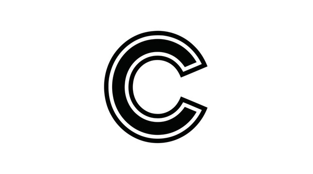 Vector illustration of letter c logo design, elegant black and white monogram icon on a transparent background