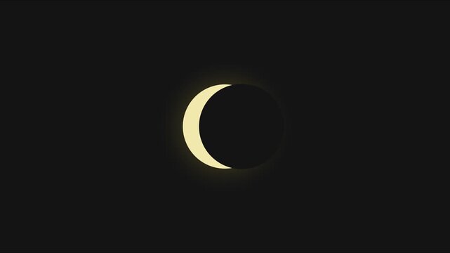 Solar eclipse phases animation: moon passing over sun in dark sky 4k astronomy space
