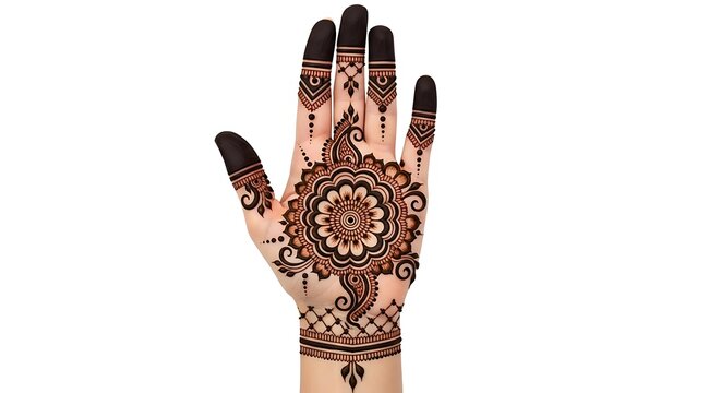 Intricate Henna Hand Tattoo Design on Palm