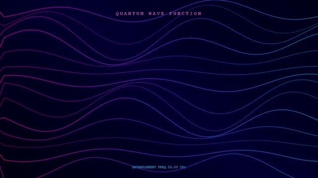 Data streaming and quantum cloud computing flows across this dark digital screen as neon pulses of glowing cyan and magenta light shift in motion