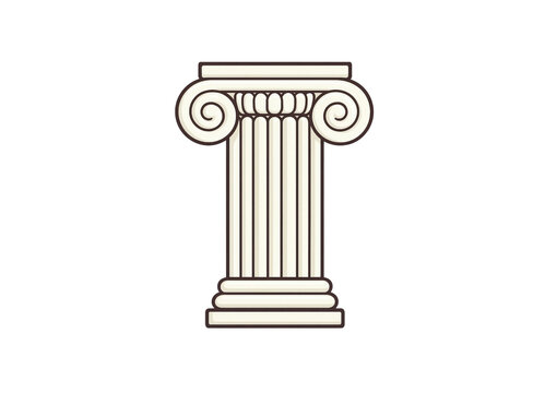2D cartoon illustration of a classical greek stone pillar column isolated on transparent background