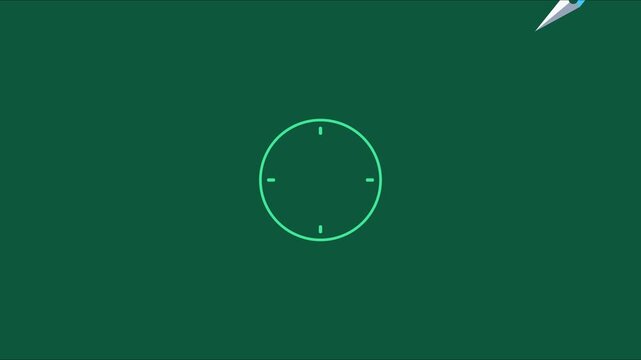 Animated compass needle spinning on minimalist green animation 4k background, for navigation and, direction concepts