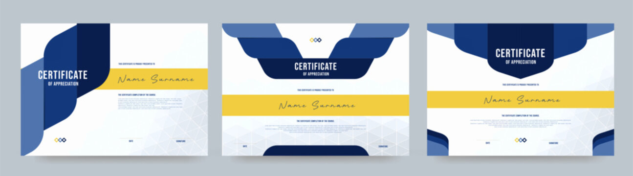 Modern certificate diploma template with clean layout suitable for award appreciation completion or achievement in education or corporate use