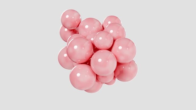 3d sphere bubbles popping in and out, on a grey background