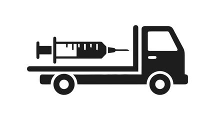Fototapeta premium Vector illustration of vaccine delivery truck icon, medical transportation concept on a transparent background